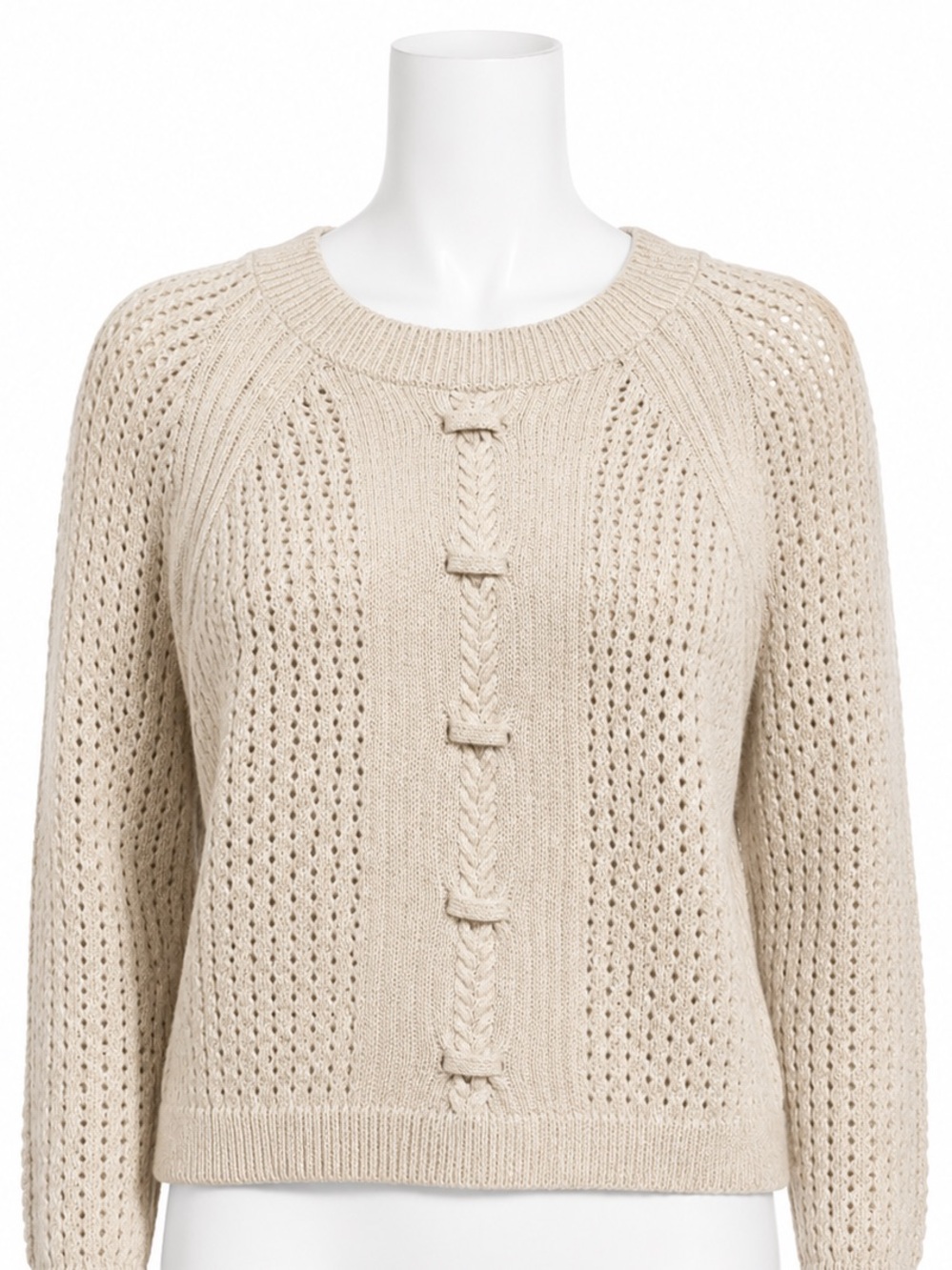 Maurices Cream Cable Knit Crewneck Sweater